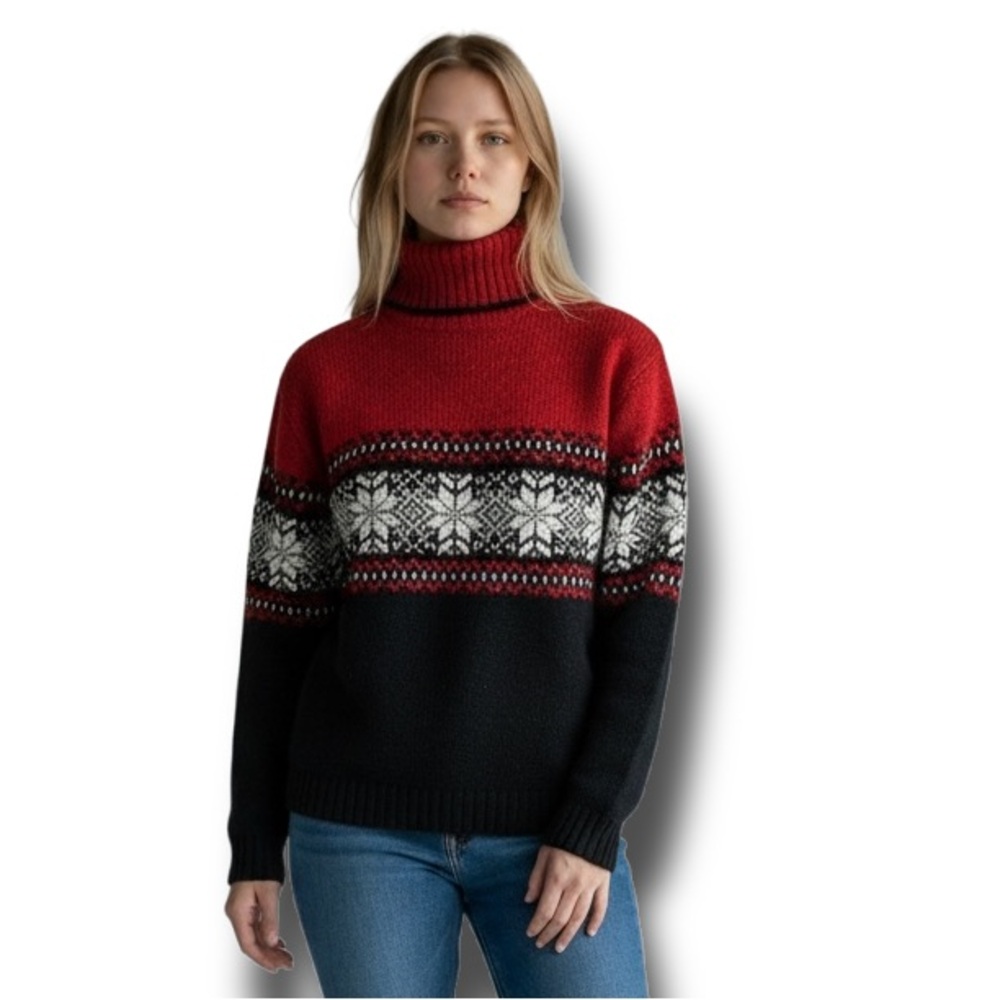Carolyn Taylor Essentials Women’s Turtleneck Sweater VTG 90s Knit Christmas L